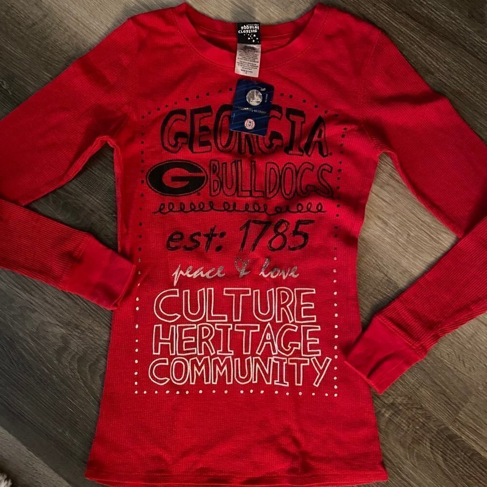 George Bulldog Red Thermal Shirt Womens Size Small